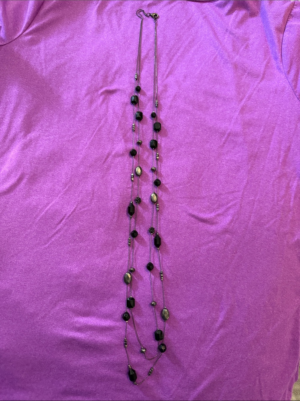 Layered Black Bead Necklace for Women - Elegant Multi-Strand Design